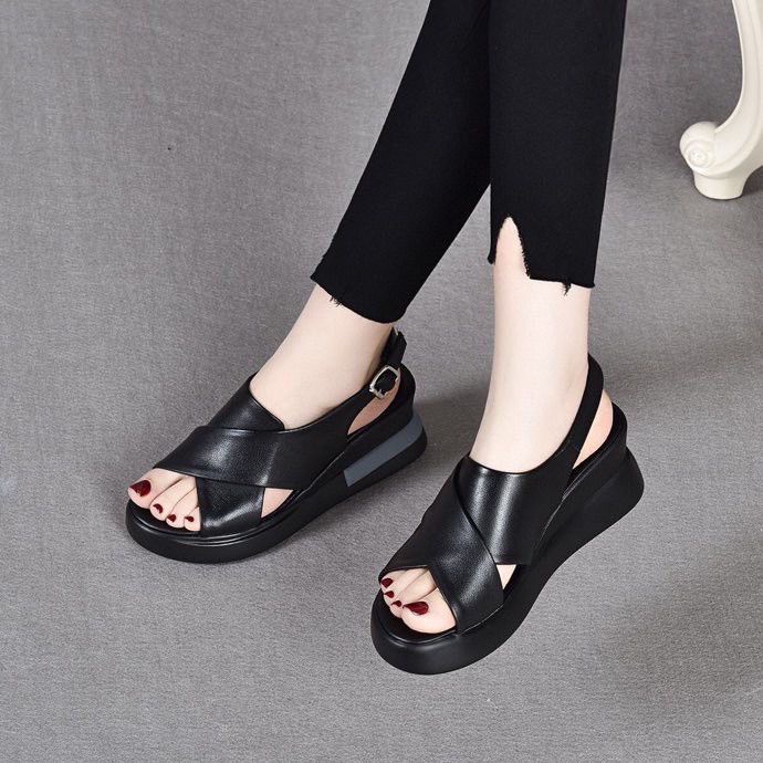 Free Box Sepatu Wanita Korea Sepatu Wanita Termurah Kekinian NS15077 Sepatu Sandal Wedges Wanita Import