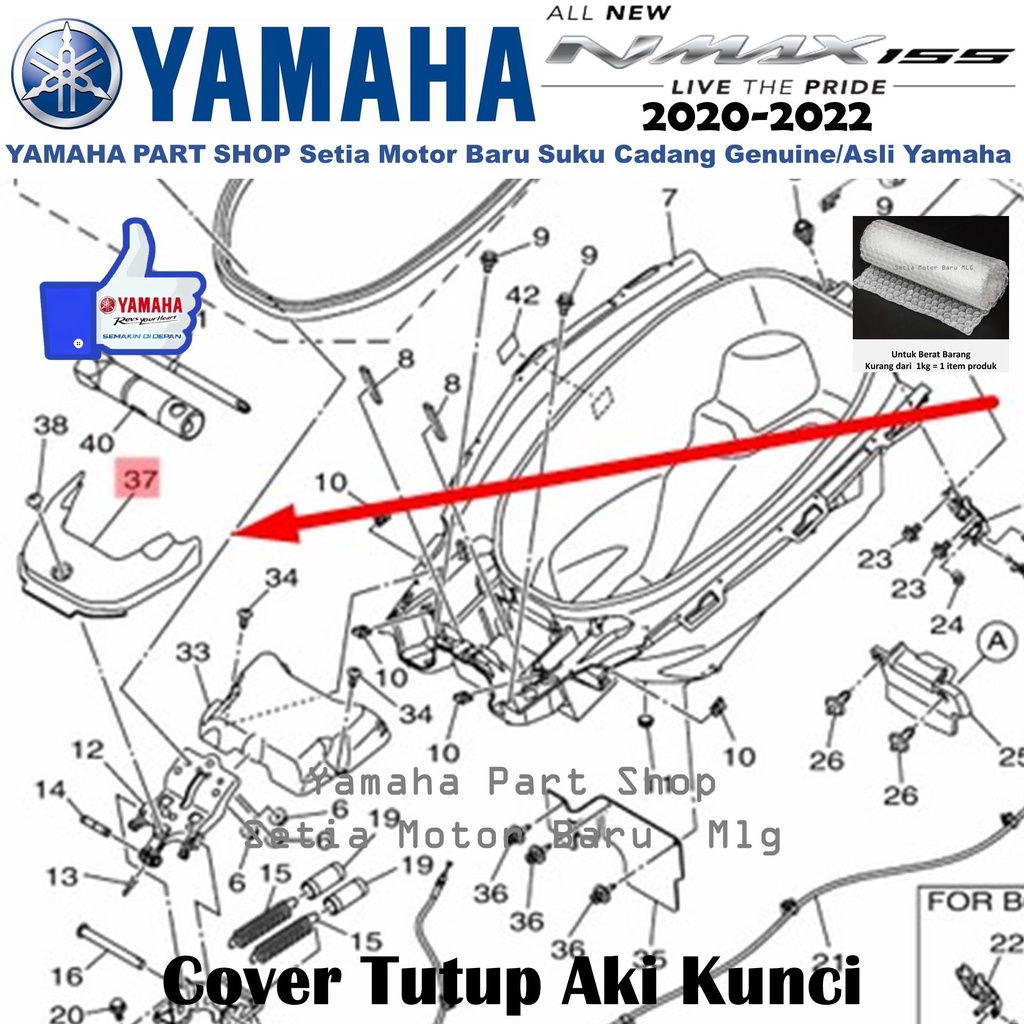 Tutup Cover Aki Kunci Motor All New Nmax N Max 2020-2022 Original Asli Yamaha Cabang Setia Motor Baru Surabaya
