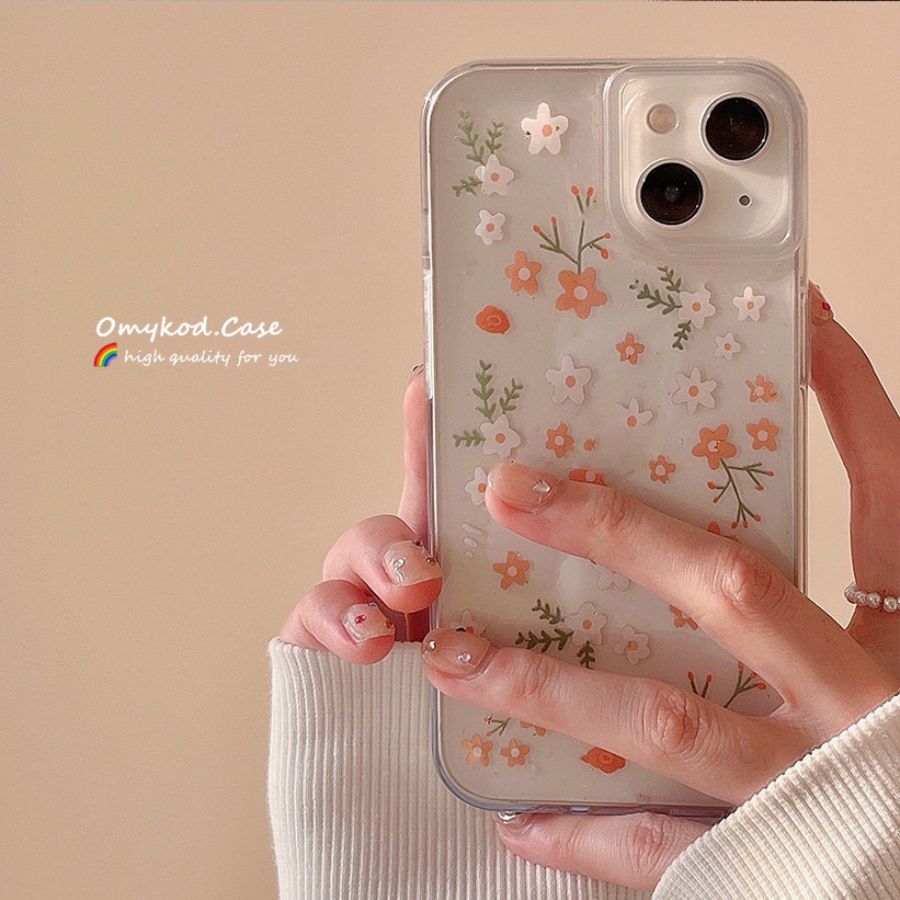 Soft Case TPU Transparan Motif Bunga Untuk iPhone 11 12 13 14 Pro Max 7 8 Plus 14 Plus X XR Xs Max SE 2020