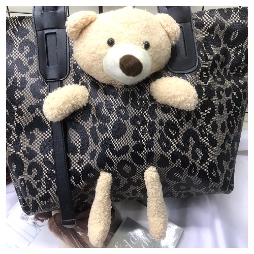 Tas Bahu Tote Shoulder Bag Wanita Remaja Fashion ala Korea Boneka Bear Motif Leopard