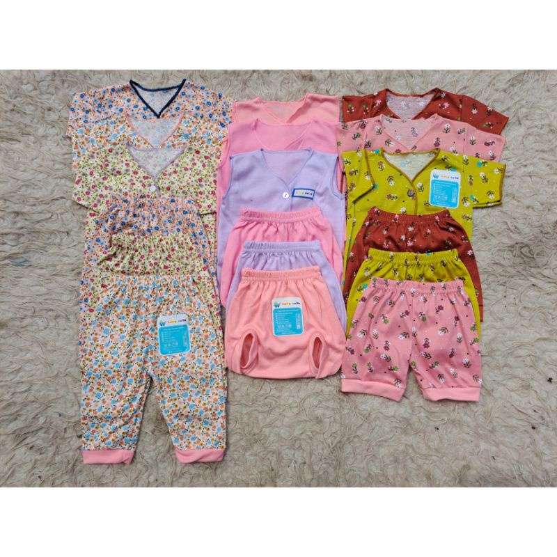 37pcs Komplit Perlengkapan Baju dan celana topi bandana sarung tangan popok bedong Bayi Baru Lahir, 3-6 dan 6-12 bulan Combo Printing Korean Look Girls SNI Promo 9.9