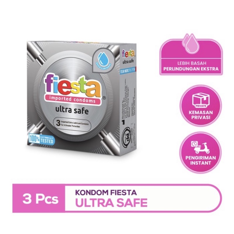 Kondom fiesta ultra safe isi 3 ( extra tebal extra aman ) privasi aman