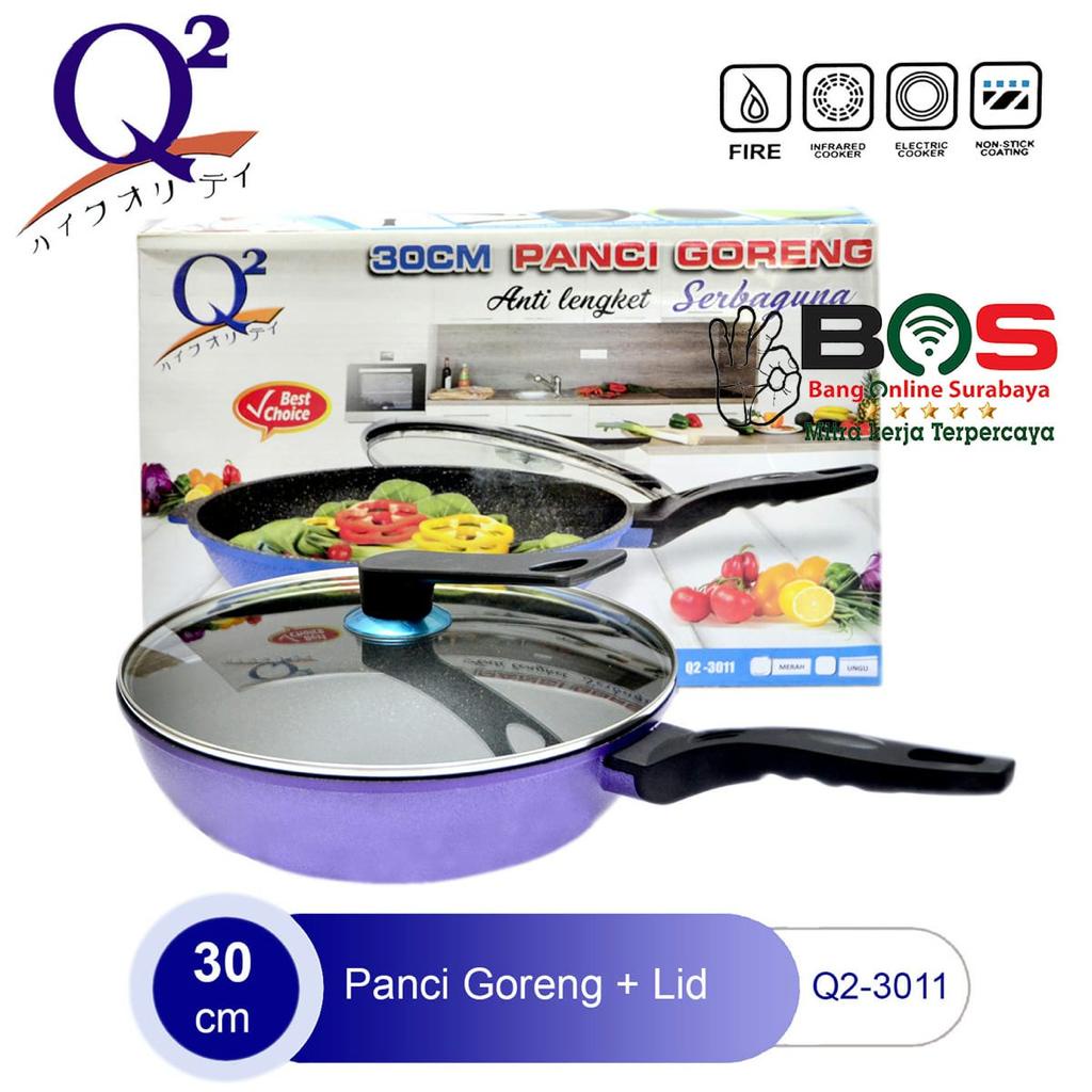 Panci Penggorengan Q2-3011 Wajan Q2 3011 Wok Pan Anti Lengket Wok Pan Marble Diameter 30 cm