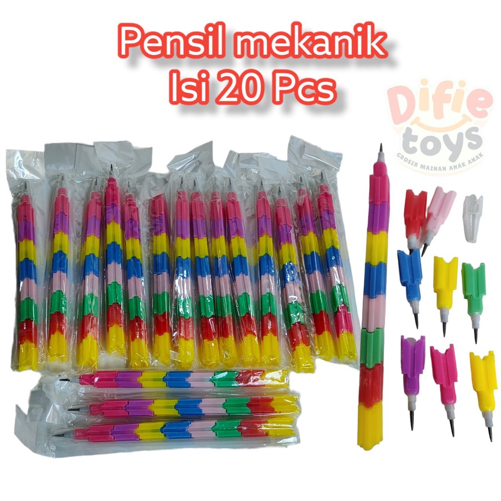 

20 pcs Pensil Susun Pensil Tumpuk Warna-warni