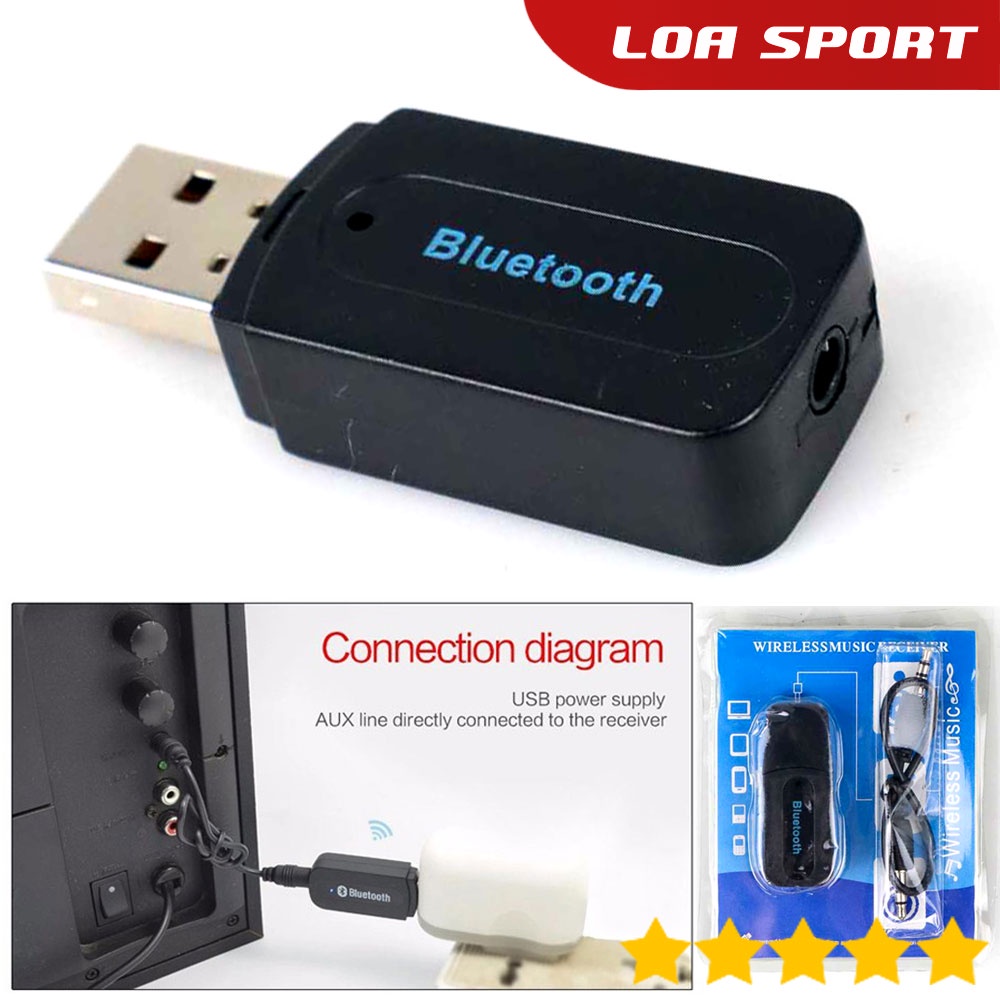 Bluetooth Receiver USB untuk Speaker Aktif Biasa dan Tape Mobil