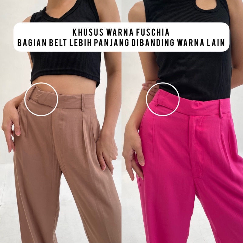 GIA PANTS | Celana Panjang Highwaist Basic Rayon Highwaisted Pants Bahan Celana Kaos Loungewear