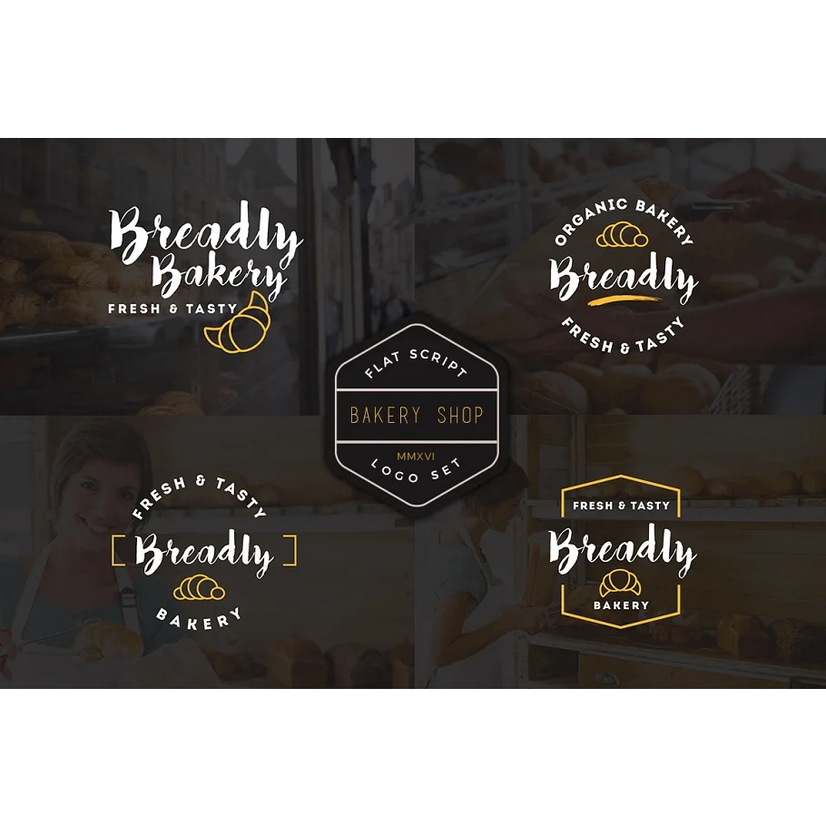 10 Bakery Shop Flat Script Logo