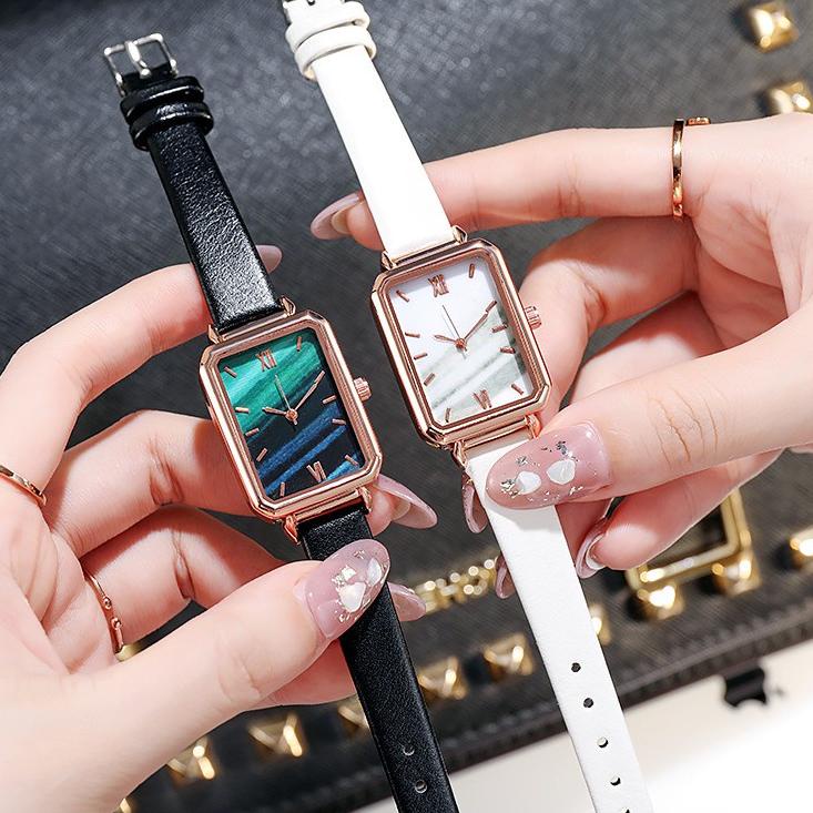 codeH2t7S--COD Jam Tangan Quartz Strap Analog Casual Gaya Retro Wanita Persegi Watch Korean Fashion 