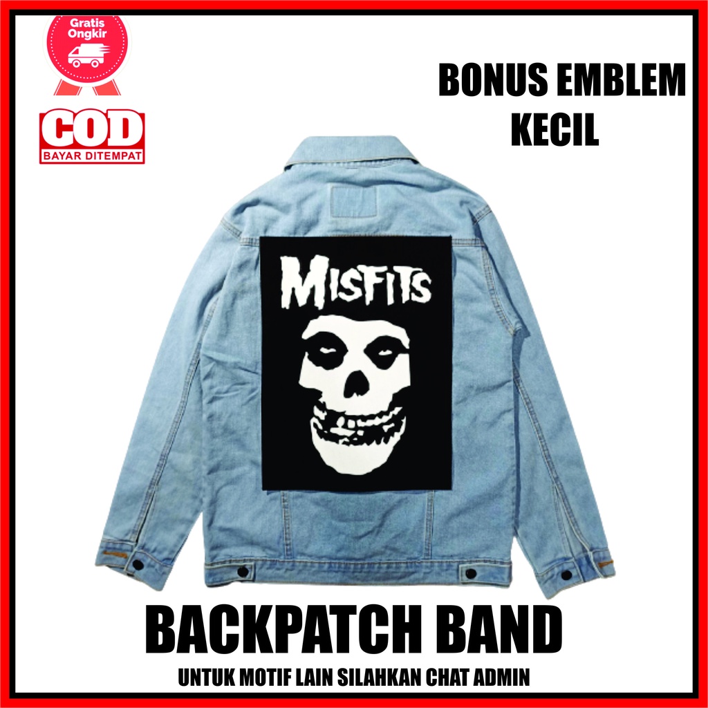Emblem Punggung Backpatch Jaket Jeans Besar Band Punk Misfit Misfits Logo Tengkorak Skull