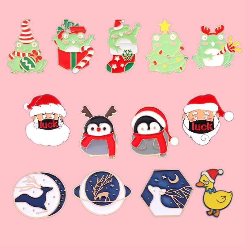 Bros Pin Desain Snowman Santa Natal 50 Gaya Untuk Aksesoris Pakaian