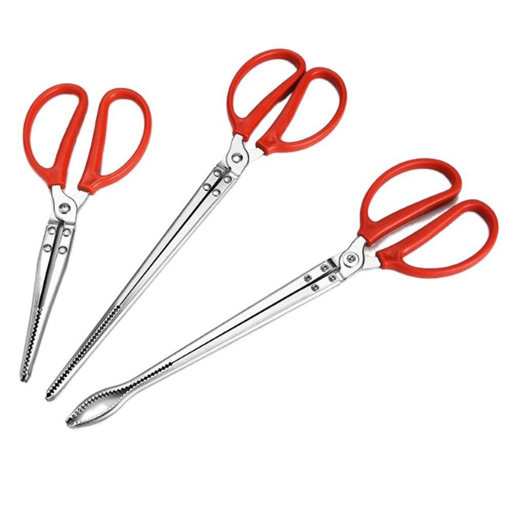 Lanfy Penjepit Kepiting Laut Sea Crab 1PC Stainless Steel Multi-Fungsi Aksesoris Dapur Gagang Merah Alat Tangkap Pancing