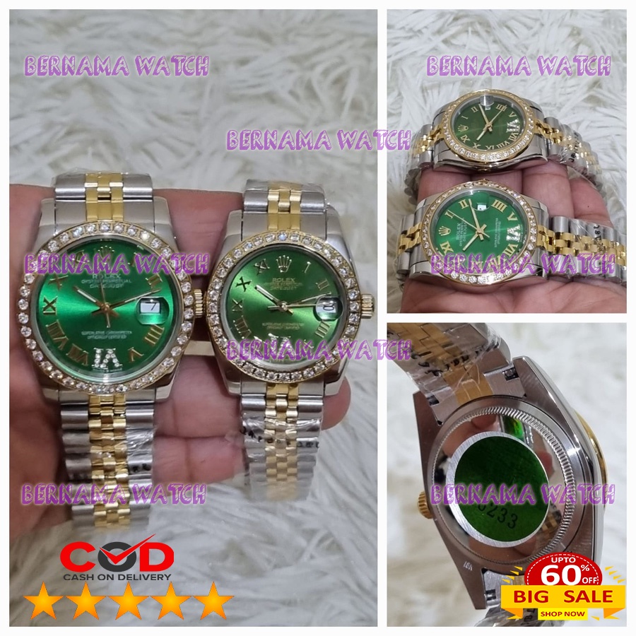 JAM TANGAN COUPLE ROLEX OYSTER TGL AUTOMETIK RT SILVER GOLD BOX ORI WARRANTY 1 YEAR