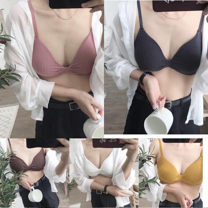 Tmall88 Bra Wanita Cute Small Thin Chest Sexy Halfcup Tanpa Kawat