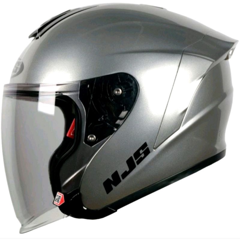 Helm NJS Kairoz White glossy(hallface)-Silver Steel