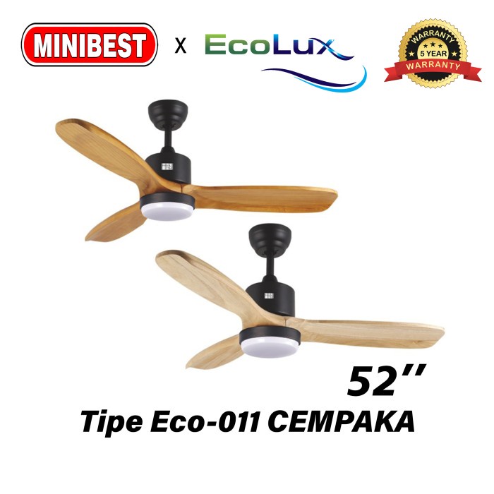 MB Kipas Angin Lampu Gantung Motip kayu Ecolux tipe Eco-011 CEMPAKA