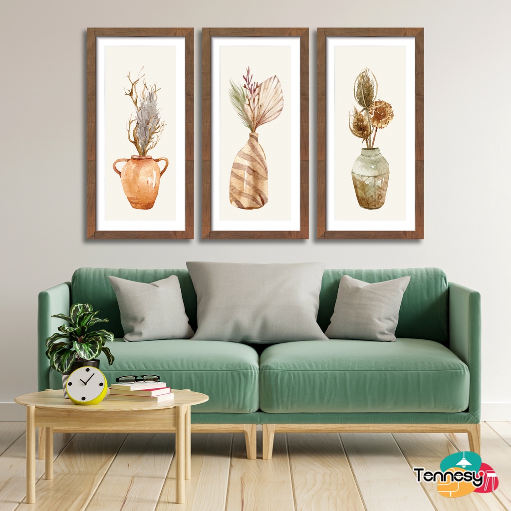 TENNESY HIASAN DINDING BUNGA FLOWER VINTAGE WITH FRAME 15x30CM WALL DECOR PAJANGAN KAYU POSTER DEKORASI DINDING KAMAR RUMAH