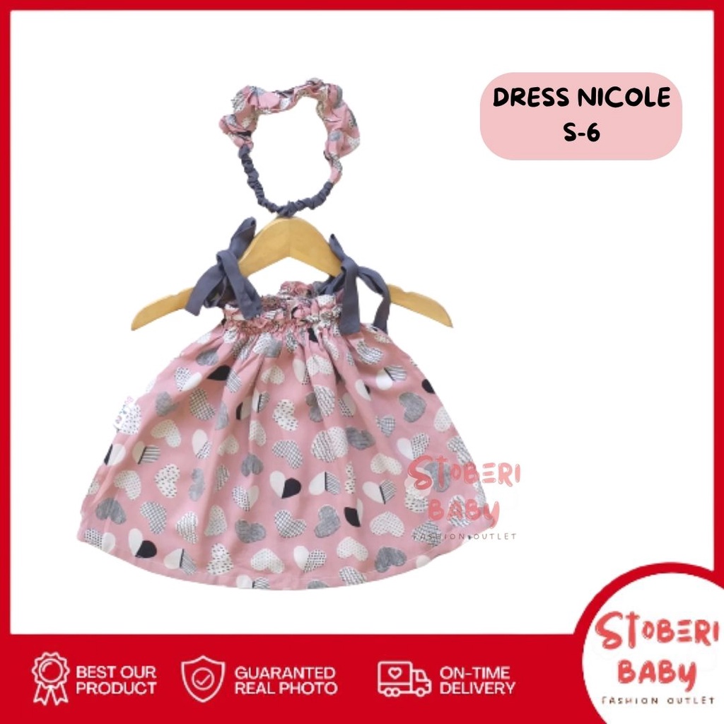 PUNCAK 3.3 stoberibaby - BBB DRESS NICOLE dress anak perempuan bayi motif bunga lucu free headband