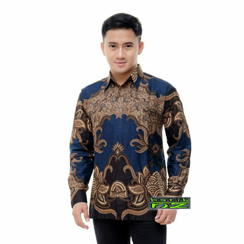 BATIK PRIA LENGAN PAJANG KEMEJA BATIK KANTOR HRB026 motif KERATONAN Kode 002 size M L XL XXL Reguler