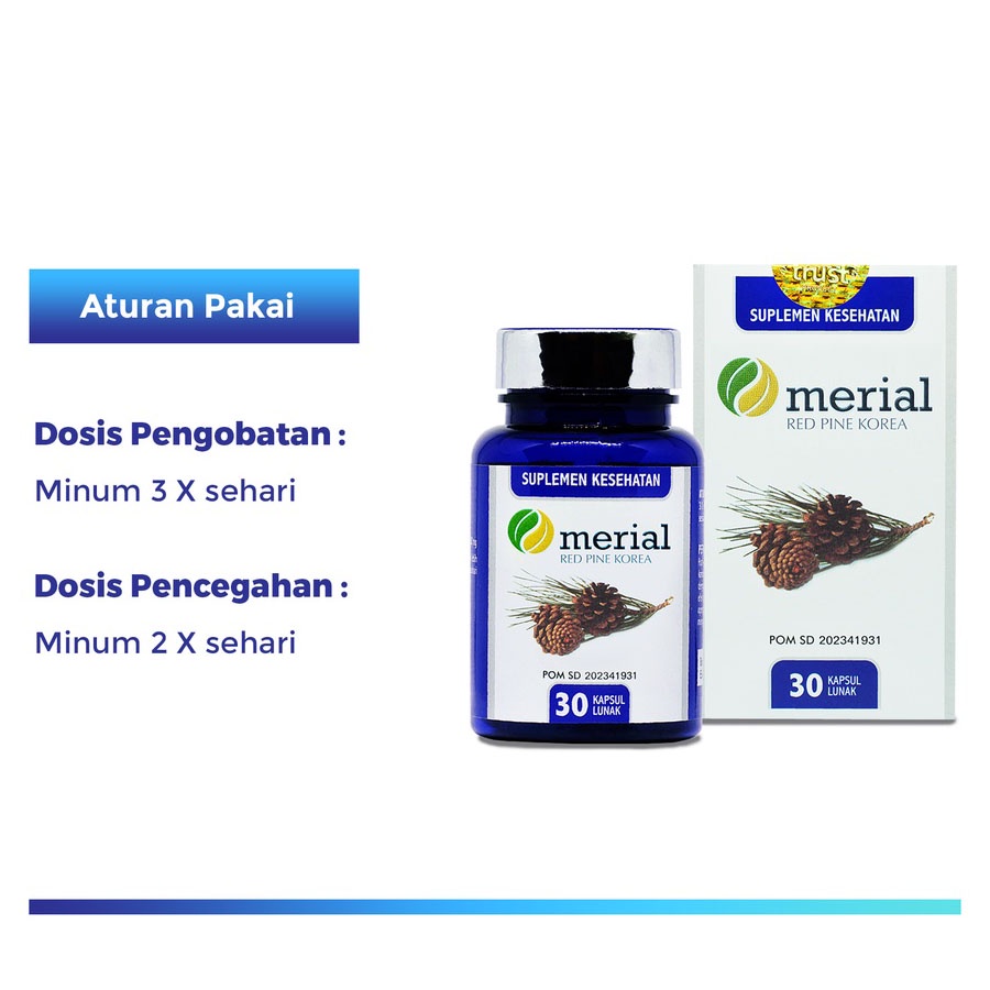 MERIAL Fish Oil Obat Kolesterol Herbal / Merial Red Pine Korea Pinus Merah / Suplemen Makanan Merial Obat Kolestrol Ampuh @30 Kapsul