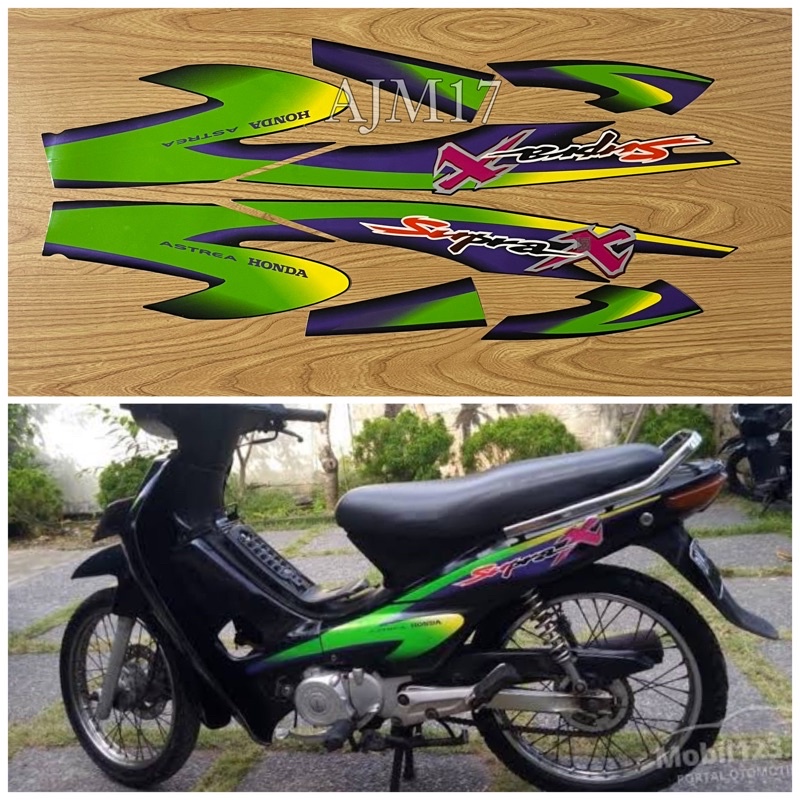 STIKER STRIPING SUPRA X 2001 HITAM LIS HIJAU