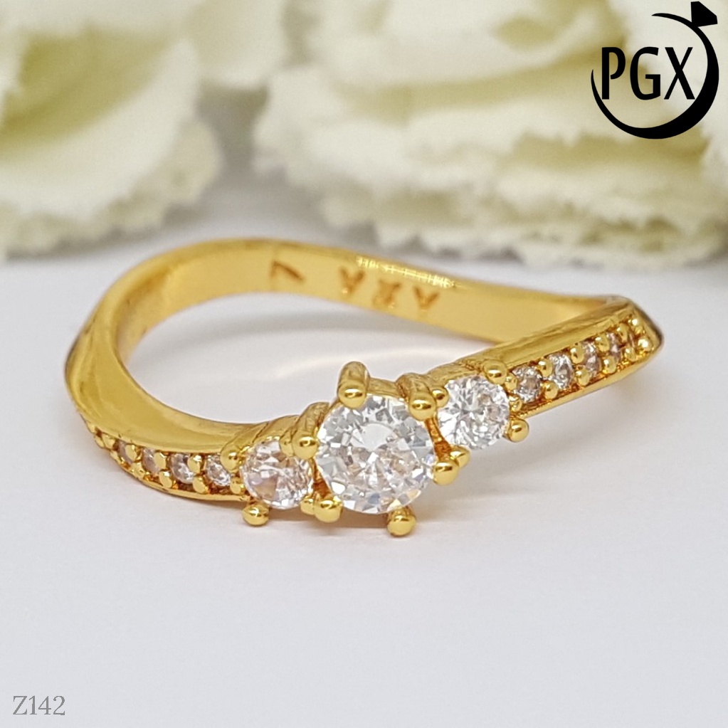 PGX Cincin Xuping Wanita Lapis Emas Aksesoris Perhiasan Fashion Premium - Z142