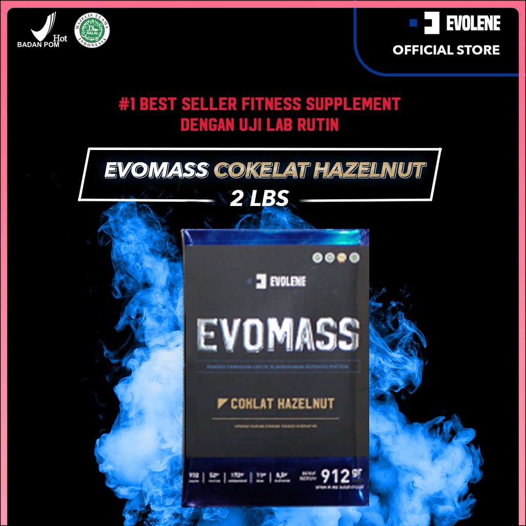 

Evolene Evomass Coklat Hazelnut 912gr/4x serving Surplus kalori Susu Mass Gainer Evolene Samarinda