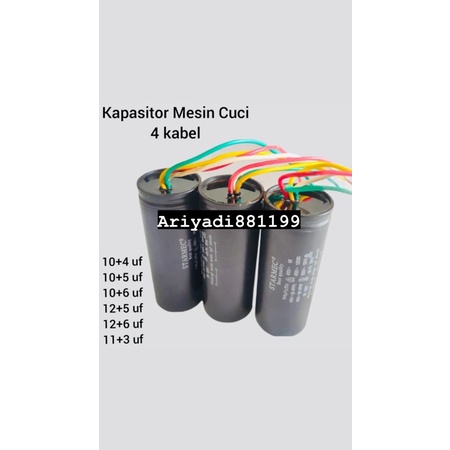 KAPASITOR MESIN CUCI 2 TABUNG 4KABEL UNIVERSAL SEMUA MERK SANYO SHARP SANKEN POLYTRON DLL