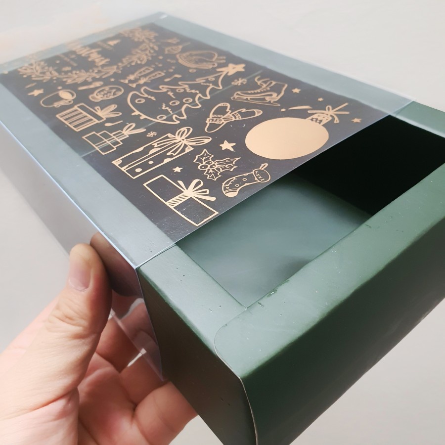 

(5pcs) dus packaging cake kardus parcel kue natal box hampers egg tart xmas kotak mika kemasan pie