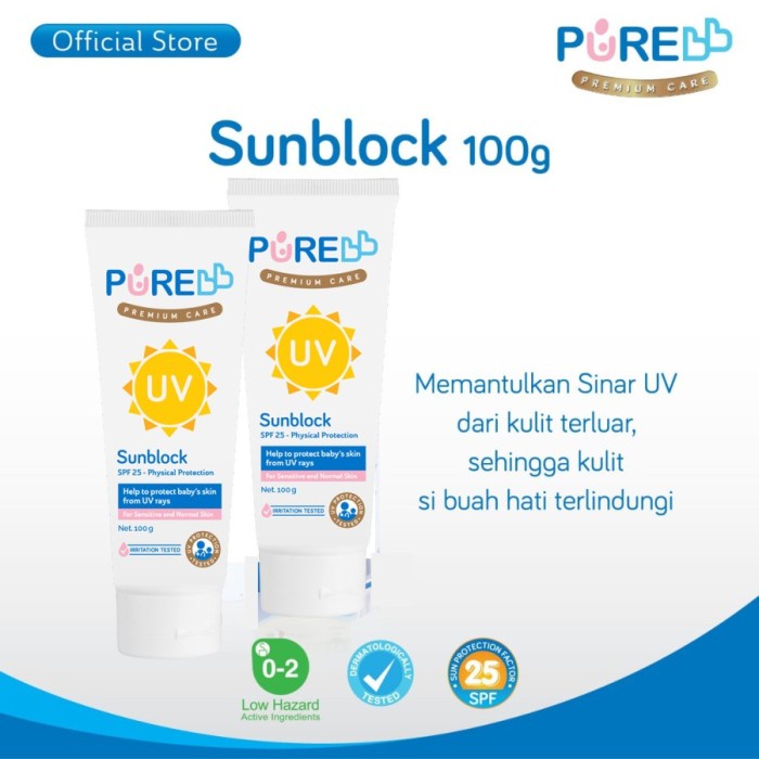 

PureBB Pure Sunblock Baby SPF 25 100gr Physical UV Rays Krim Pelindung