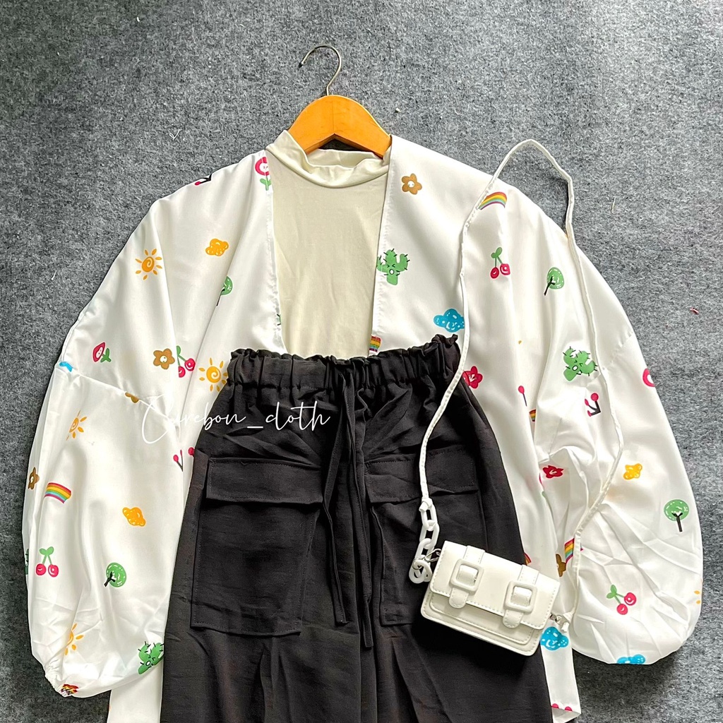 ONE SET KIYOWO OUTER MOTIF PART 1 / ROK SERUT CRINKLE / CELANA CRINKLE (Cirebon Cloth)-o.kiyowo poket black
