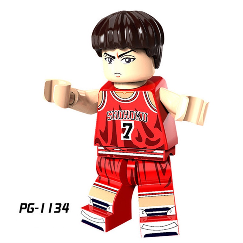 1pc Mainan Balok Bangunan Mini Figure Model Slam Dunk Sakuragi Rukawa Kaede Bahan ABS Untuk Koleksi