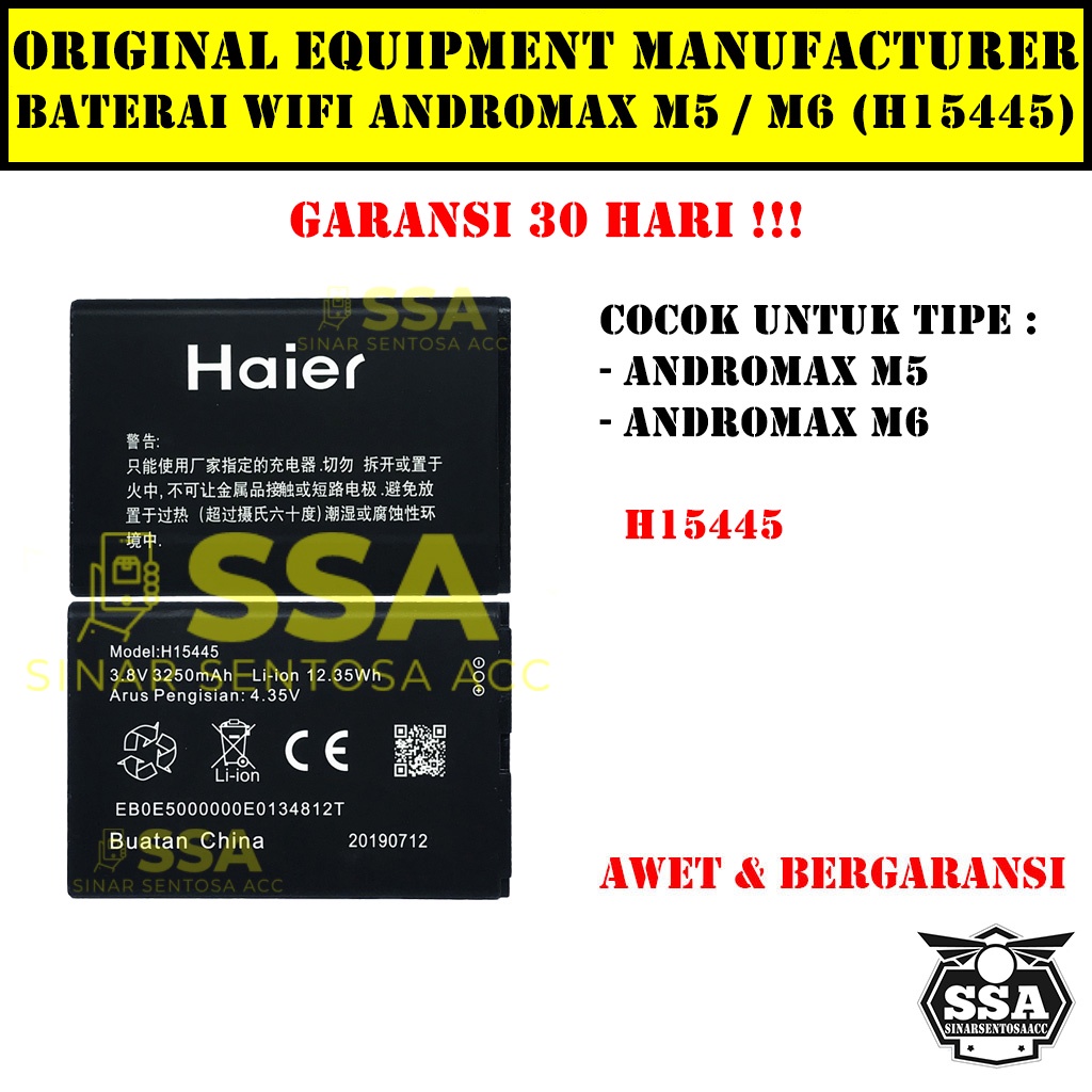 Baterai Original Andromax Wifi M5 M6 H15445 C46B2H OEM Batre Batrai Batrei Battery Ori HP Batu Batere Garansi Murah Awet