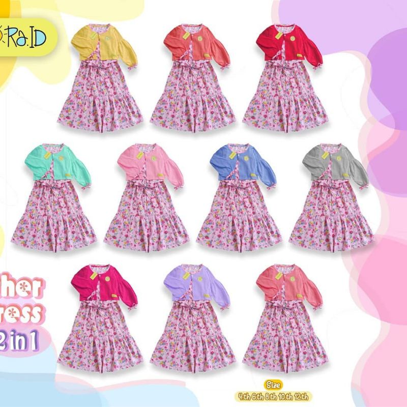 BIG SALE  GAMIS ANAK LEBARAN Dendora Outher Dress 2in1/Gamis Anak 4-12th