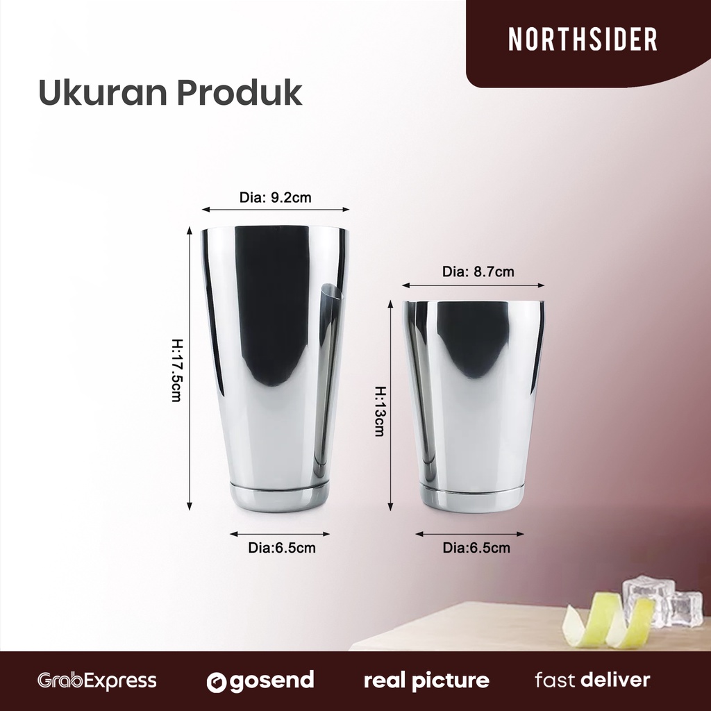 BOSTON COCKTAIL SHAKER STAINLESS SUS-304 800ML/550ML SET WEIGHT BASE