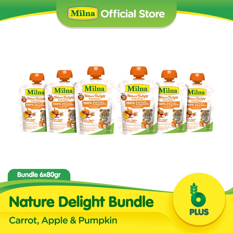 Promo Harga MILNA Nature Delight Fruit Puree Carrot Apple Pumkin 80 gr - Shopee