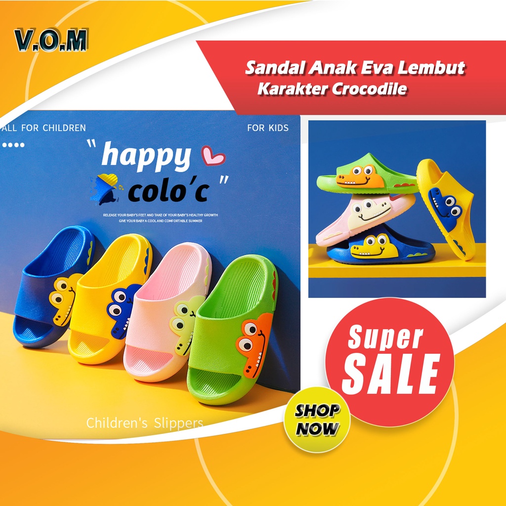 SA-K Sendal / Sandal Anak Eva Lembut Karakter Crocodile Non-slip 0814