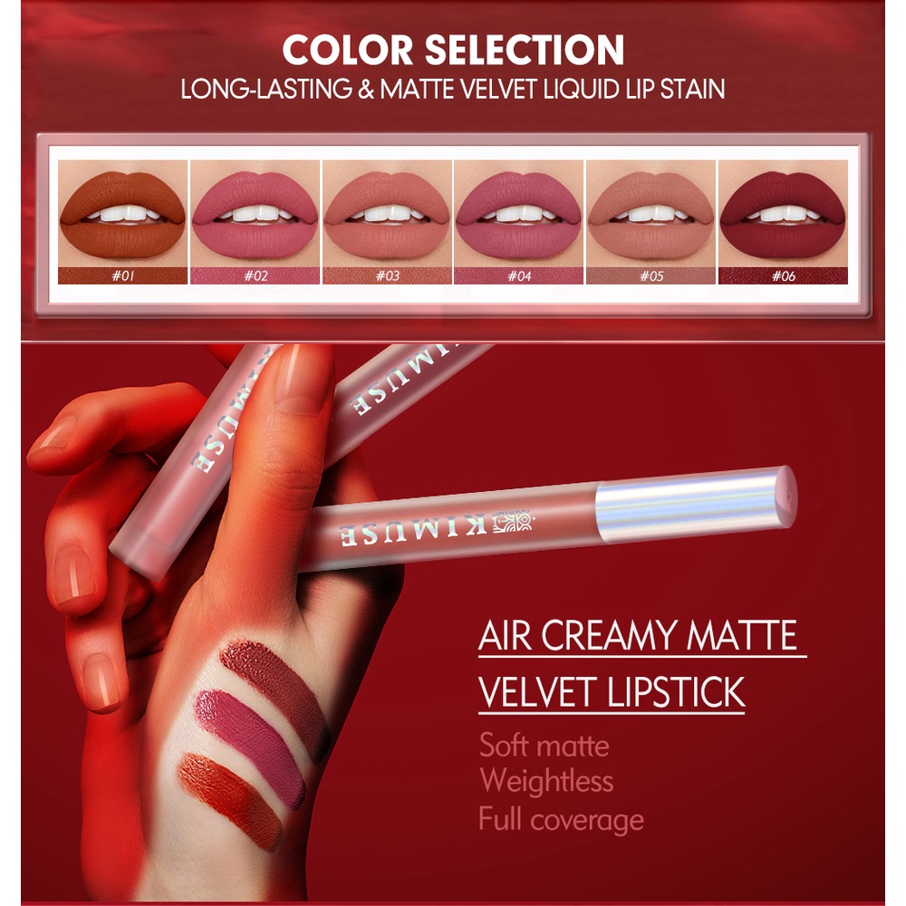 [HARGA PROMO][READY STOCK] Kimuse Air Creamy Matte Velvet Lipstick ORI KMS809 LIP GLOSS LIP TINT