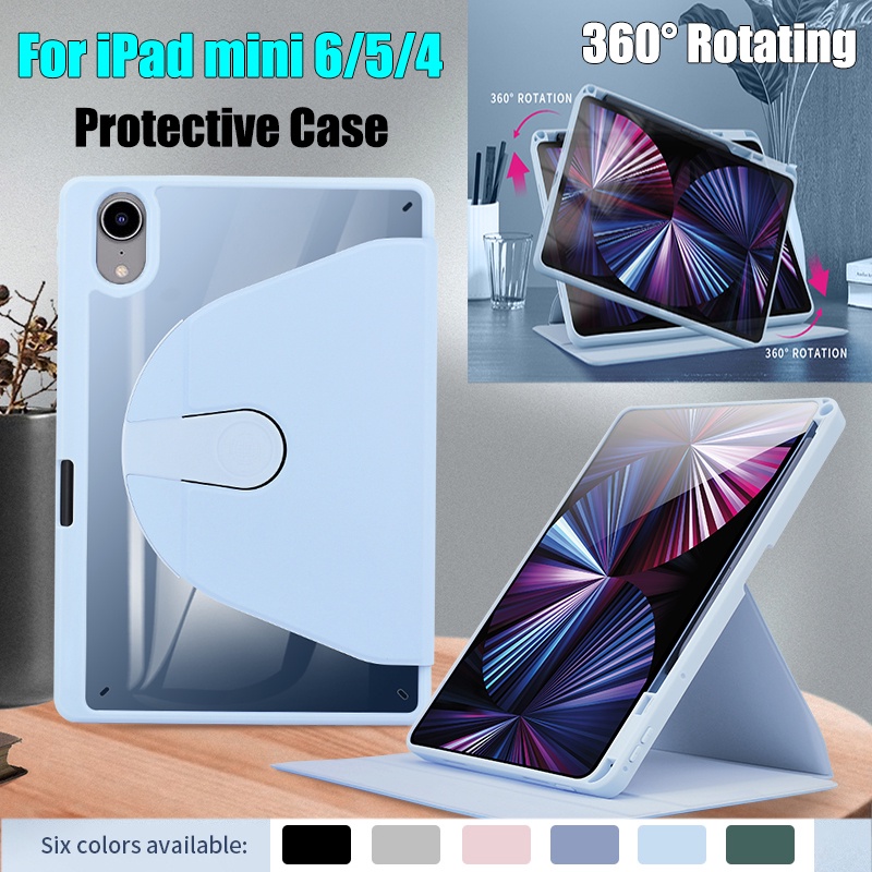 Untuk iPad Mini6 (2021) 8.3&quot; A2568Sarung Tablet Untuk iPad Mini5 4 7.9&quot; Fashion360° Rotating Stand Casing Casing Casing Casing Pelindung Flip Akrilik Bening Ujung Tinggi