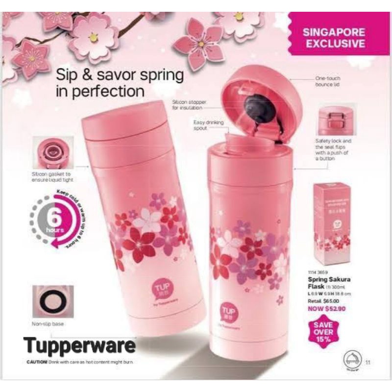 Tupperware Sakura Mini Thermal 300ml (1 Pcs) // Drinking Flask Baby Termos Stainless Steel Coffee Mi