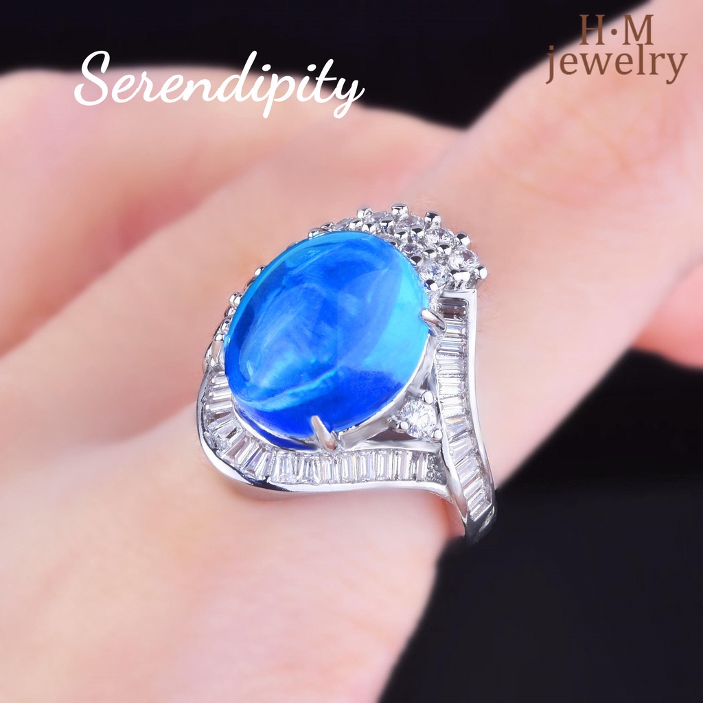 Ornamen Cincin Berlian Sapphire Bentuk Bintang Bulat Bahan Jelly