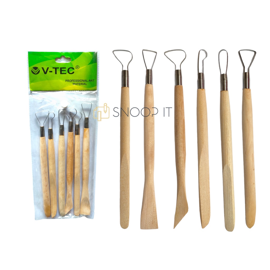 

V-Tec Alat Clay Kawat & Kayu E0010 Set 6 Ukuran 8 Inch / Vtec Alat Clay Kawat – Set 6 SHSNP