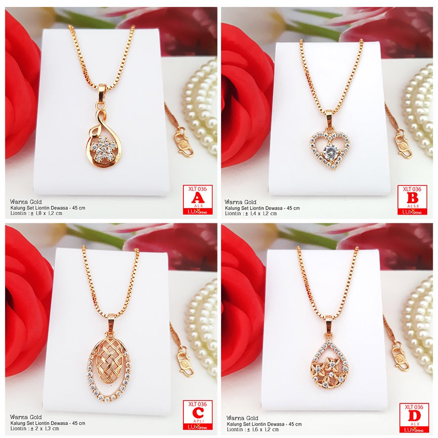 XLT 036 Kalung Liontin Terbaru Set Perhiasan Murah Kalung Itali 45 cm Permata Zirkon Aksesoris Xuping  Luxx Xuping