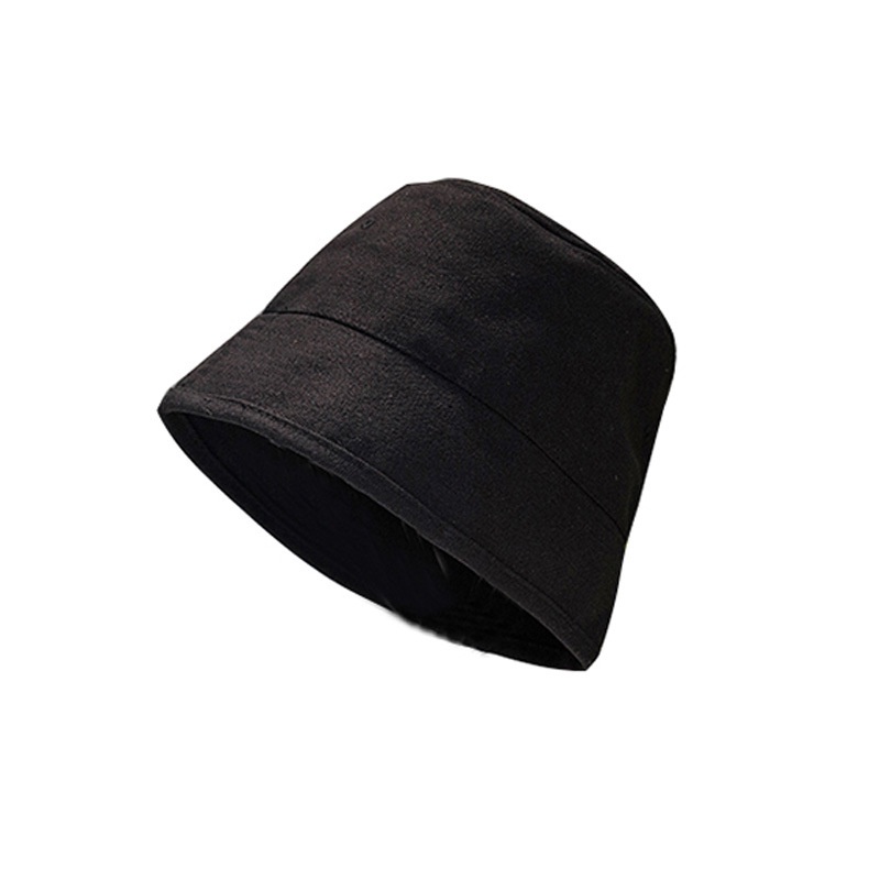 Topi Bucket Bahan Katun Linen Warna Solid Gaya Korea Untuk Unisex