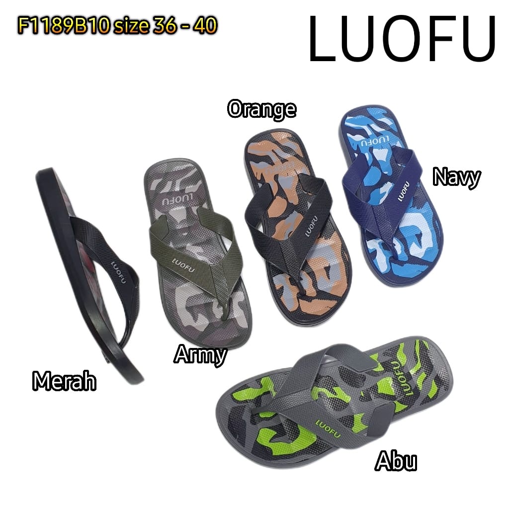 LUOFU ORIGINAL jelly sandal karet empuk murah jepit cowok sendal pria import F1189B10