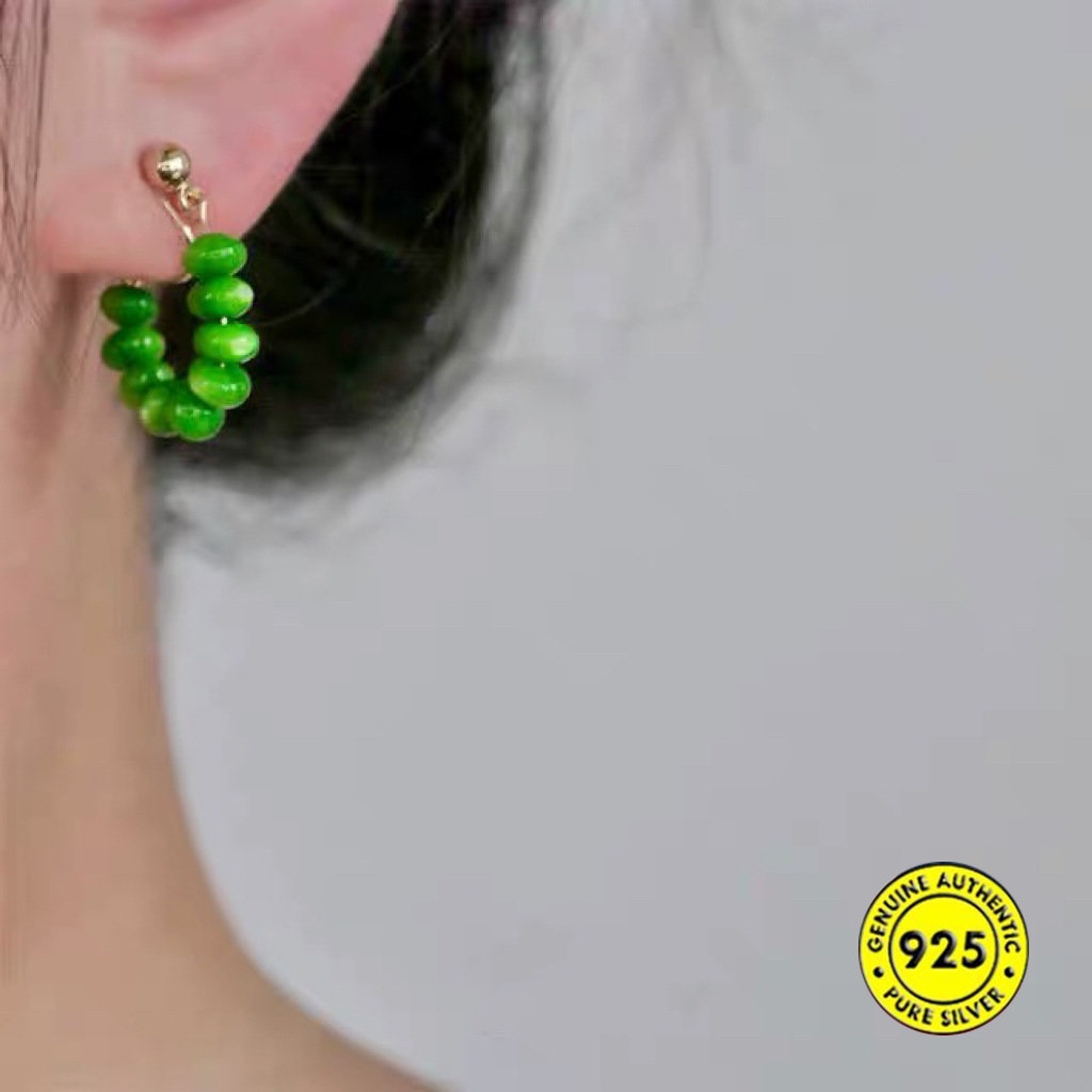 Anting Klip Tanpa Tindik Anti Nyamuk Warna Hijau Untuk Wanita U1073