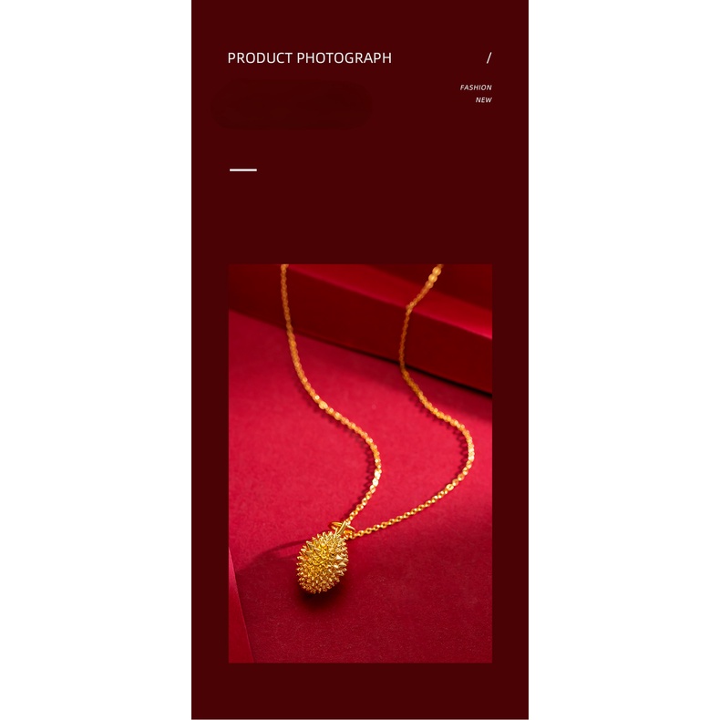 Goldkingdom Perhiasan Fashion 24K Bangkok Aksesoris Ready Stock Lapis Emas Asli Kadar 375 Menjaga Hidup Anda Durian Liontin Kalung Wanita Rantai Klavikula