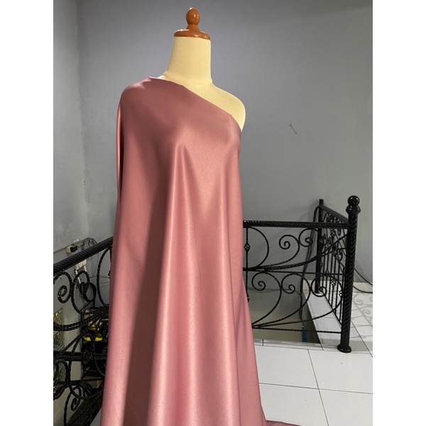 Kain Dasar Satin Saten Silk Velvet Premium Furing Bahan Kebaya Inner Kebaya Gamis Bisa Untuk Baground Foto Produk Warna Rose Bronze