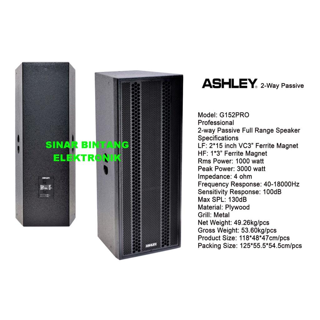 SPEAKER 2 WAY PASIF 2*15IN | ASHLEY G152PRO