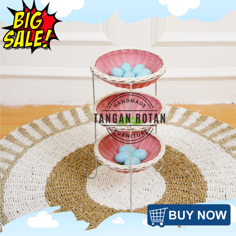 Rak Bumbu Besi Susun 3 Rotan Sintetis Termurah