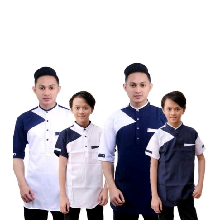 Baju Koko Couple Ayah dan Anak Kurta Pakistan Lengan Pendek Toyobo Original